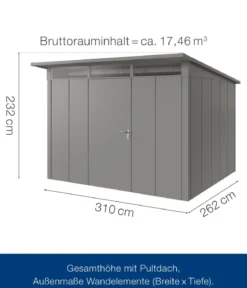 Hörmann Metallgerätehaus Juno JPD13 L-Sk Motiv Design, ca. B325/H232/T310 cm