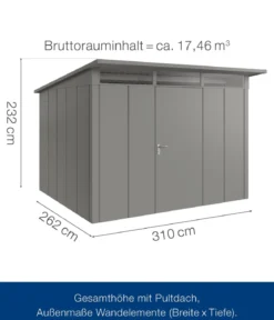 Hörmann Metallgerätehaus Juno JPD13 L-Sk Motiv Design, ca. B325/H232/T310 cm