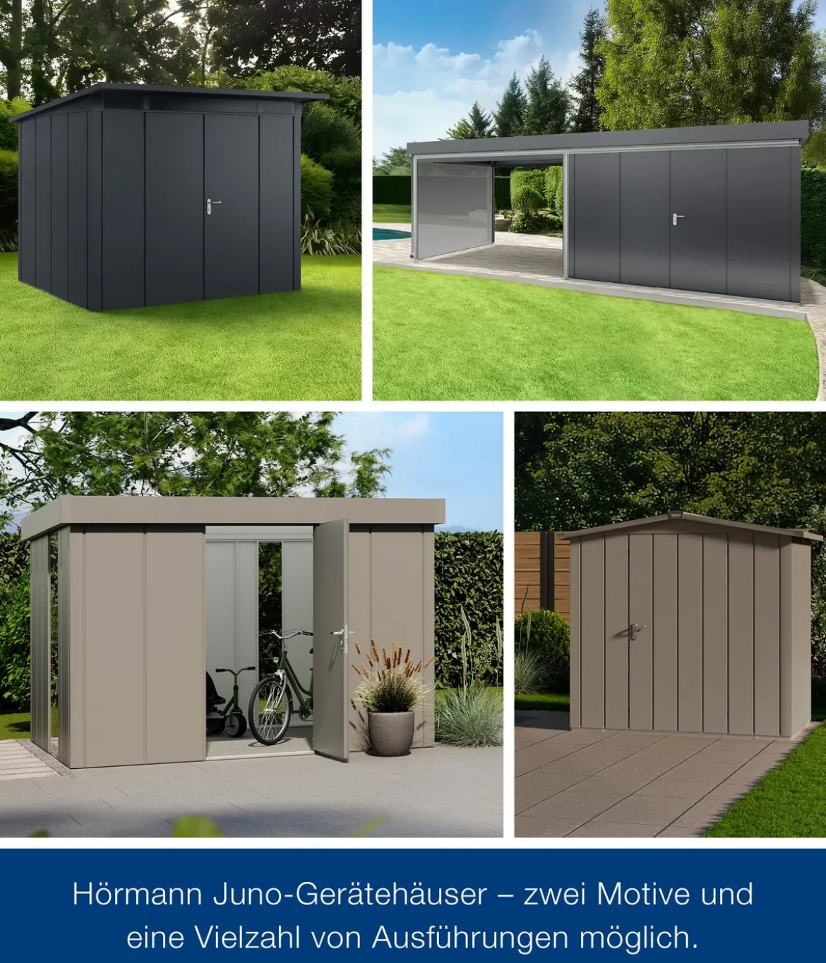 Hörmann Metallgerätehaus Juno JPD6 M-Sk Motiv Modern mit Doppeltür, ca. B229/H232/T310 cm