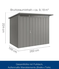 Hörmann Metallgerätehaus Juno JPD8 M-Sk Motiv Modern, ca. B277/H224/T214 cm