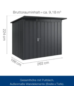 Hörmann Metallgerätehaus Juno JPD8 M-Sk Motiv Modern, ca. B277/H224/T214 cm