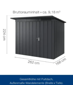 Hörmann Metallgerätehaus Juno JPD8 M-Sk Motiv Modern, ca. B277/H224/T214 cm