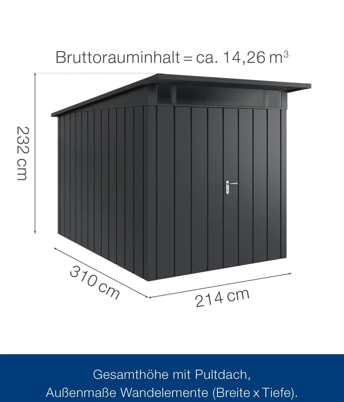 Hörmann Metallgerätehaus Juno JPD7 M-Sk Motiv Modern mit Doppeltür, ca. B229/H232/T358 cm
