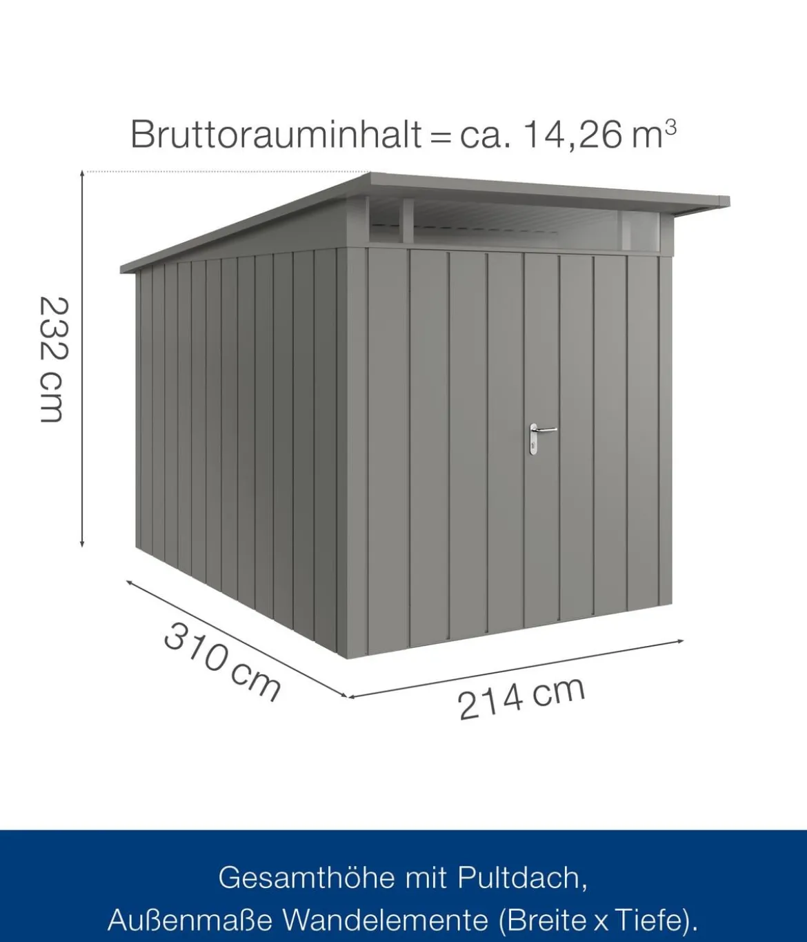 Hörmann Metallgerätehaus Juno JPD7 M-Sk Motiv Modern mit Doppeltür, ca. B229/H232/T358 cm