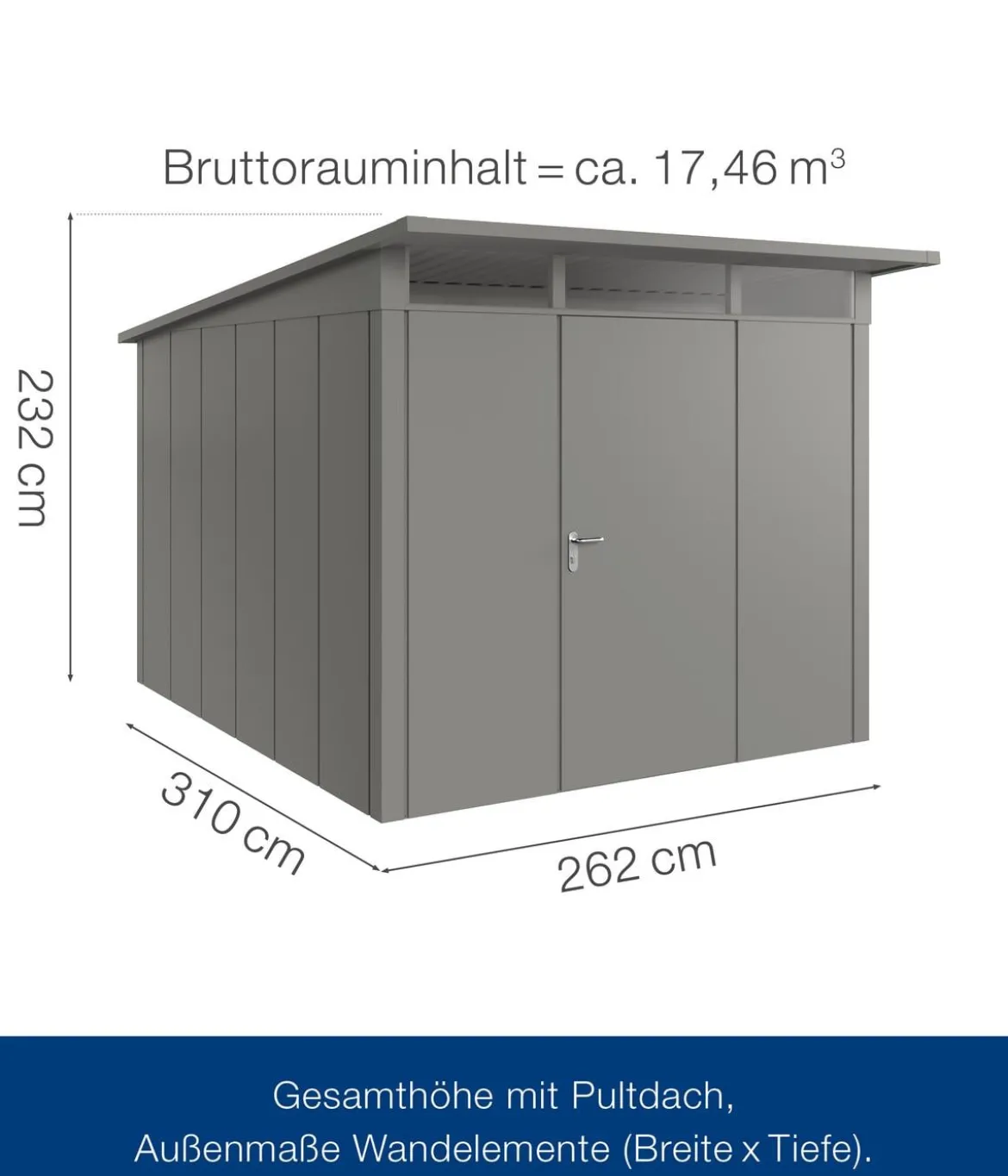 Hörmann Metallgerätehaus Juno JPD11 L-Sk Motiv Design, ca. B277/H232/T358 cm