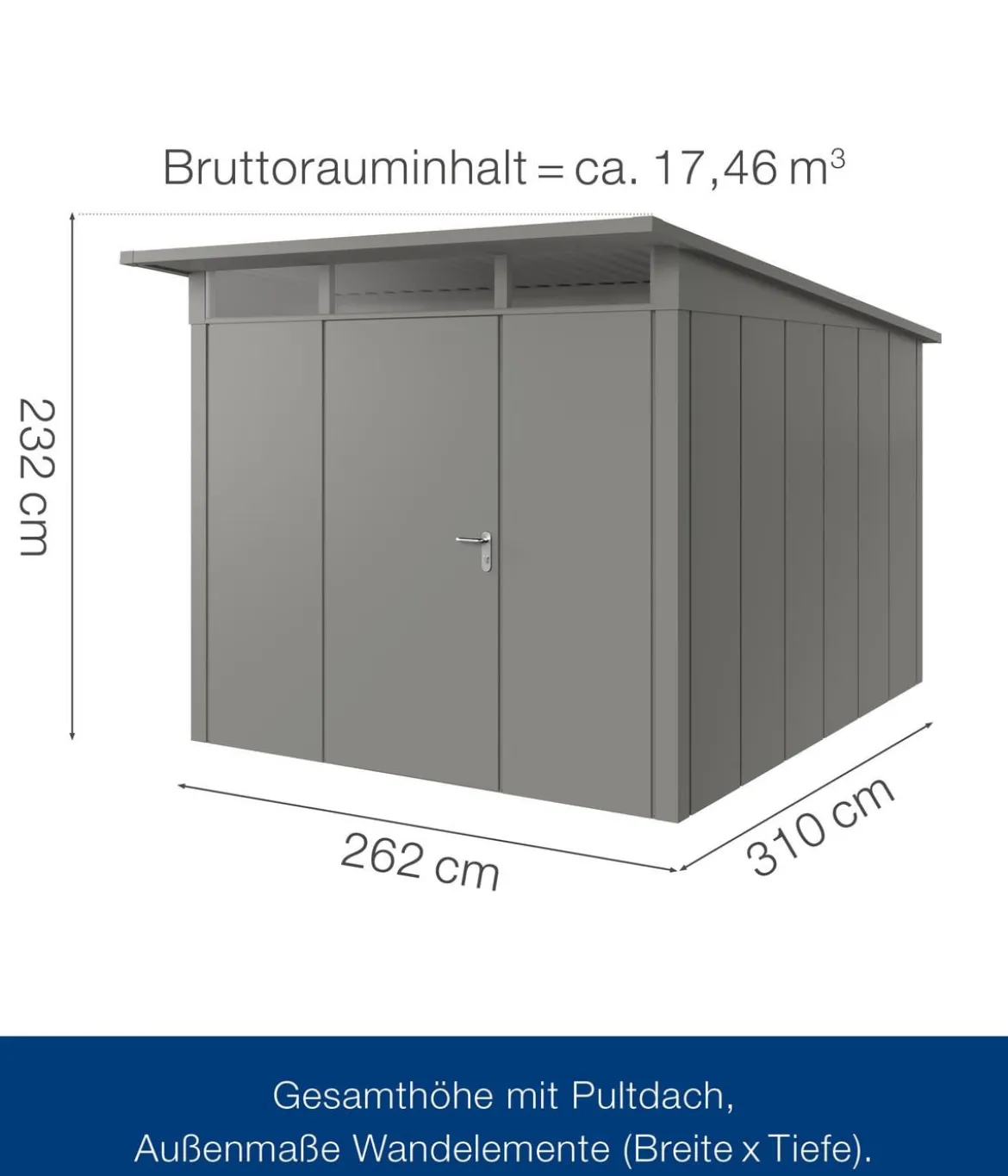 Hörmann Metallgerätehaus Juno JPD11 L-Sk Motiv Design, ca. B277/H232/T358 cm