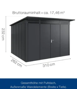 Hörmann Metallgerätehaus Juno JPD13 L-Sk Motiv Design mit Doppeltür, ca. B325/H232/T310 cm