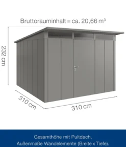 Hörmann Metallgerätehaus Juno JPD14 L-Sk Motiv Design, ca. B325/H232/T358 cm