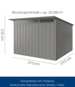 Hörmann Metallgerätehaus Juno JPD14 M-Sk Motiv Modern, ca. B325/H232/T358 cm