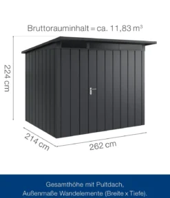 Hörmann Metallgerätehaus Juno JPD9 M-Sk Motiv Modern, ca. B277/H224/T262 cm