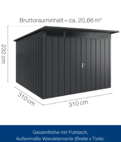 Hörmann Metallgerätehaus Juno JPD14 M-Sk Motiv Modern mit Doppeltür, ca. B325/H232/T358 cm