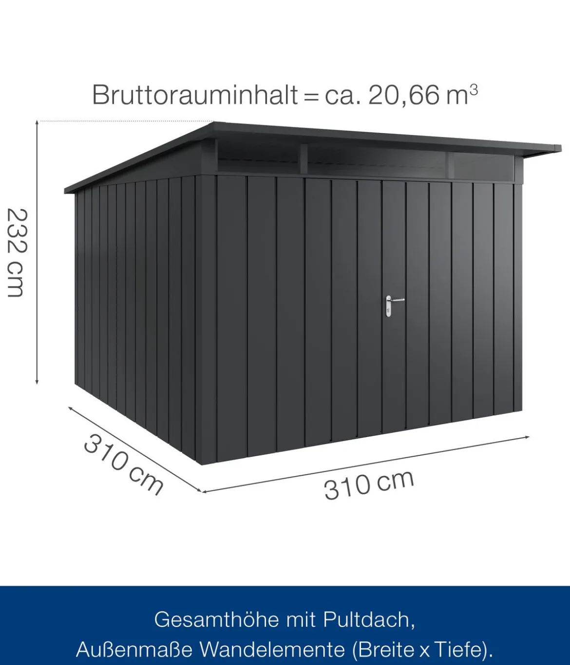 Hörmann Metallgerätehaus Juno JPD14 M-Sk Motiv Modern mit Doppeltür, ca. B325/H232/T358 cm