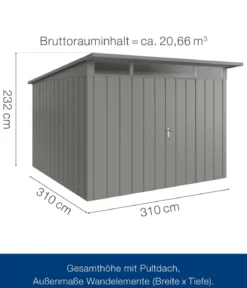 Hörmann Metallgerätehaus Juno JPD14 M-Sk Motiv Modern mit Doppeltür, ca. B325/H232/T358 cm