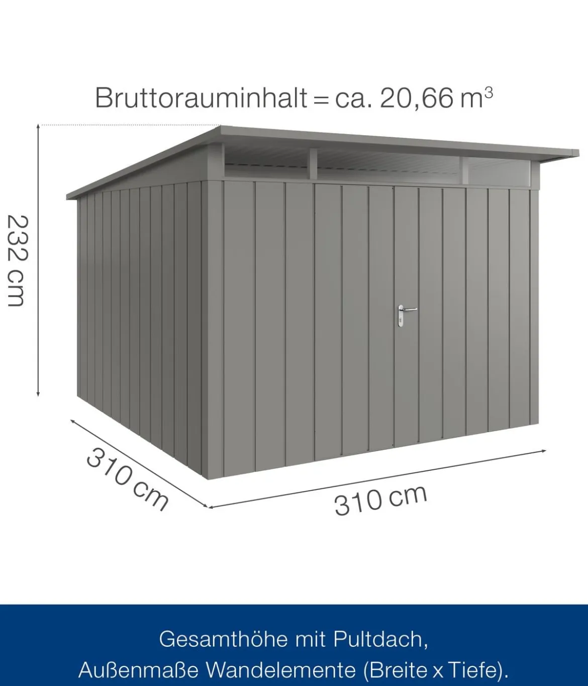 Hörmann Metallgerätehaus Juno JPD14 M-Sk Motiv Modern mit Doppeltür, ca. B325/H232/T358 cm