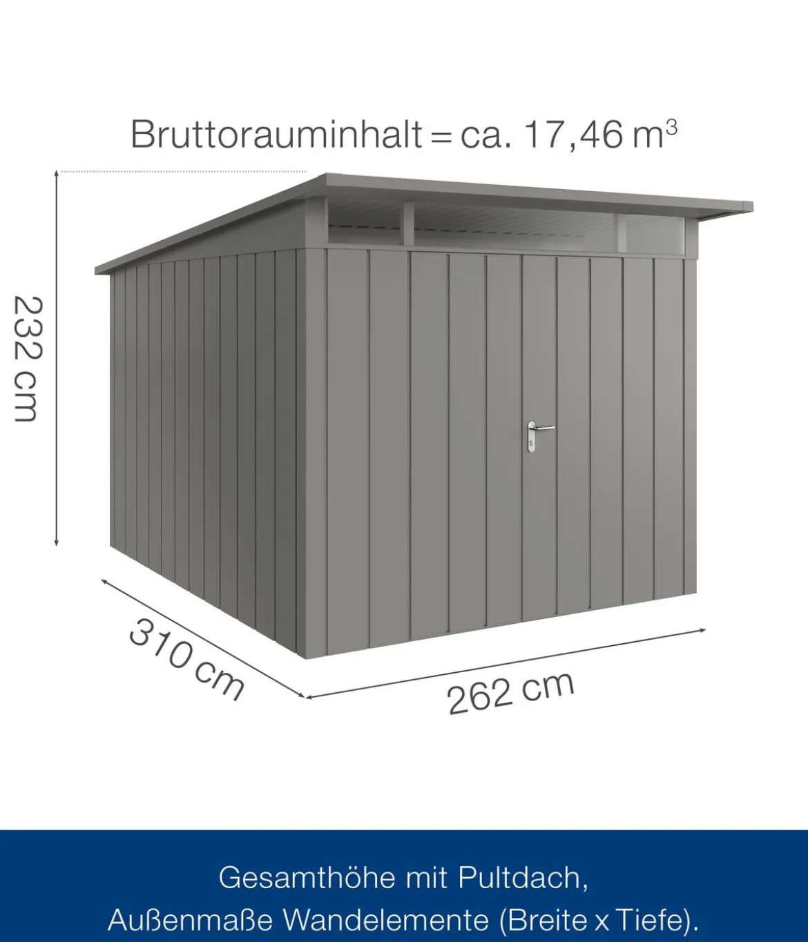 Hörmann Metallgerätehaus Juno JPD11 M-Sk Motiv Modern mit Doppeltür, ca. B277/H232/T358 cm