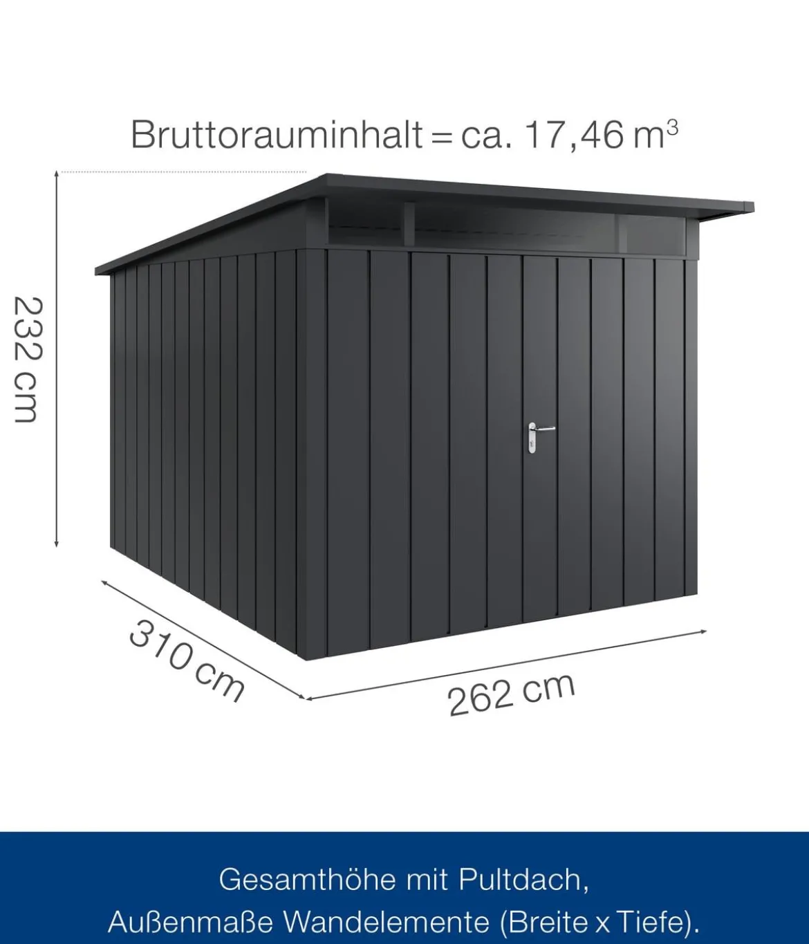 Hörmann Metallgerätehaus Juno JPD11 M-Sk Motiv Modern mit Doppeltür, ca. B277/H232/T358 cm