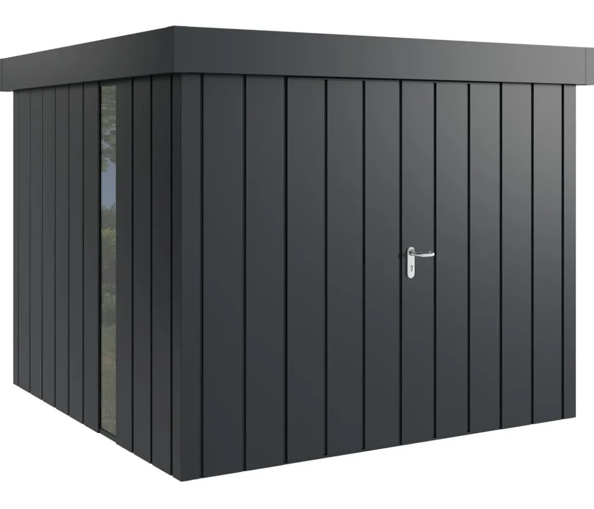 Hörmann Metallgerätehaus Juno JFD10 M-Sk Motiv Modern bodentiefes Fenster mit Doppeltür, ca. B277/H222/T277 cm