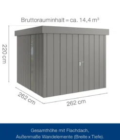 Hörmann Metallgerätehaus Juno JFD10 M-Sk Motiv Modern bodentiefes Fenster mit Doppeltür, ca. B277/H222/T277 cm