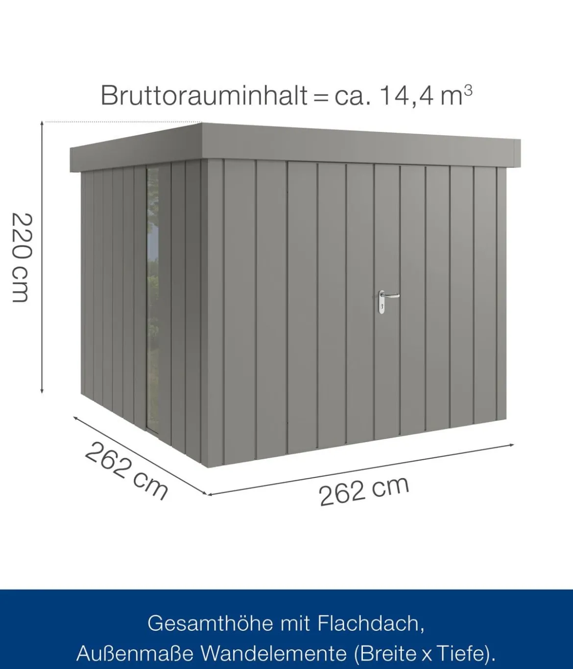 Hörmann Metallgerätehaus Juno JFD10 M-Sk Motiv Modern bodentiefes Fenster mit Doppeltür, ca. B277/H222/T277 cm