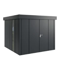 Hörmann Metallgerätehaus Juno JFD10 L-Sk Motiv Design bodentiefes Fenster mit Doppeltür, ca. B277/H222/T277 cm