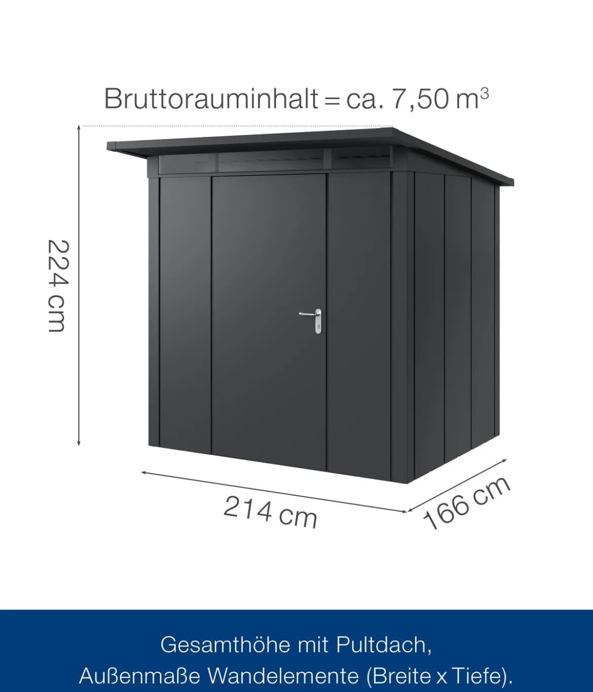 Hörmann Metallgerätehaus Juno JPD4 L-Sk Motiv Design, ca. B229/H224/T214 cm