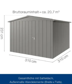 Hörmann Metallgerätehaus Juno JSD14 M-Sk Motiv Modern, ca. B333/H231/T325 cm