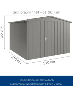 Hörmann Metallgerätehaus Juno JSD14 M-Sk Motiv Modern, ca. B333/H231/T325 cm
