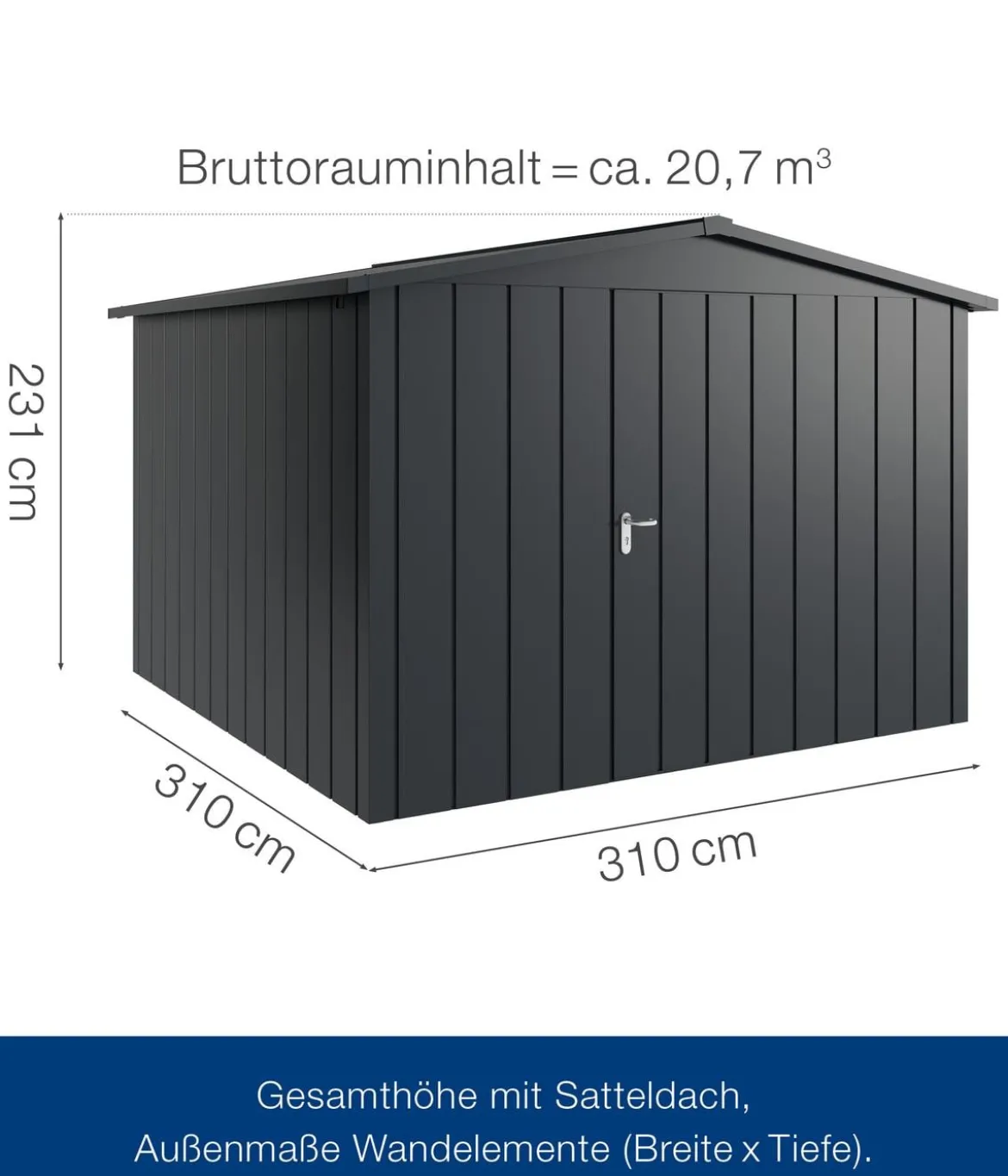 Hörmann Metallgerätehaus Juno JSD14 M-Sk Motiv Modern, ca. B333/H231/T325 cm