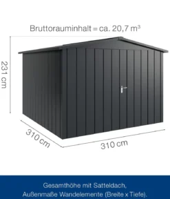 Hörmann Metallgerätehaus Juno JSD14 M-Sk Motiv Modern mit Doppeltür, ca. B333/H231/T325 cm