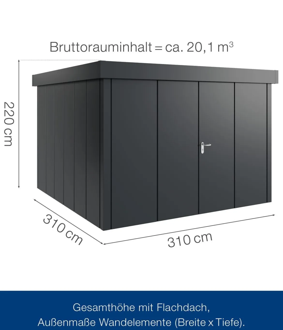 Hörmann Metallgerätehaus Juno JFD14 L-Sk Motiv Design mit Doppeltür, ca. B325/H222/T325 cm