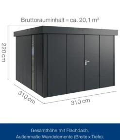 Hörmann Metallgerätehaus Juno JFD14 L-Sk Motiv Design bodentiefes Fenster mit Doppeltür, ca. B325/H222/T325 cm