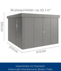 Hörmann Metallgerätehaus Juno JFD14 L-Sk Motiv Design bodentiefes Fenster mit Doppeltür, ca. B325/H222/T325 cm