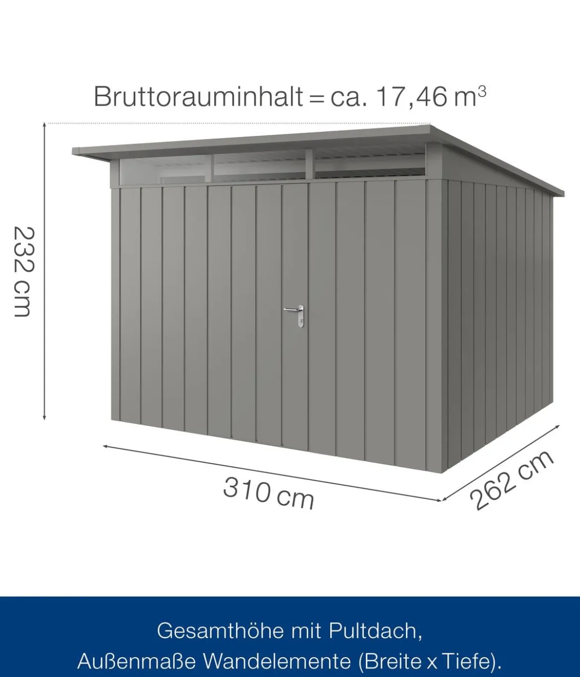 Hörmann Metallgerätehaus Juno JPD13 M-Sk Motiv Modern, ca. B325/H232/T310 cm