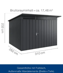 Hörmann Metallgerätehaus Juno JPD13 M-Sk Motiv Modern, ca. B325/H232/T310 cm