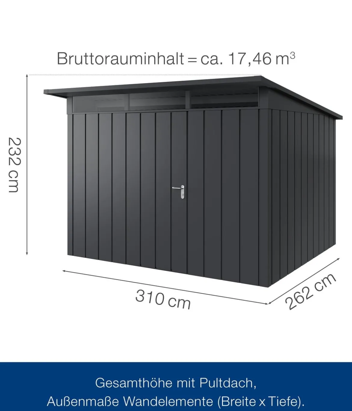 Hörmann Metallgerätehaus Juno JPD13 M-Sk Motiv Modern, ca. B325/H232/T310 cm