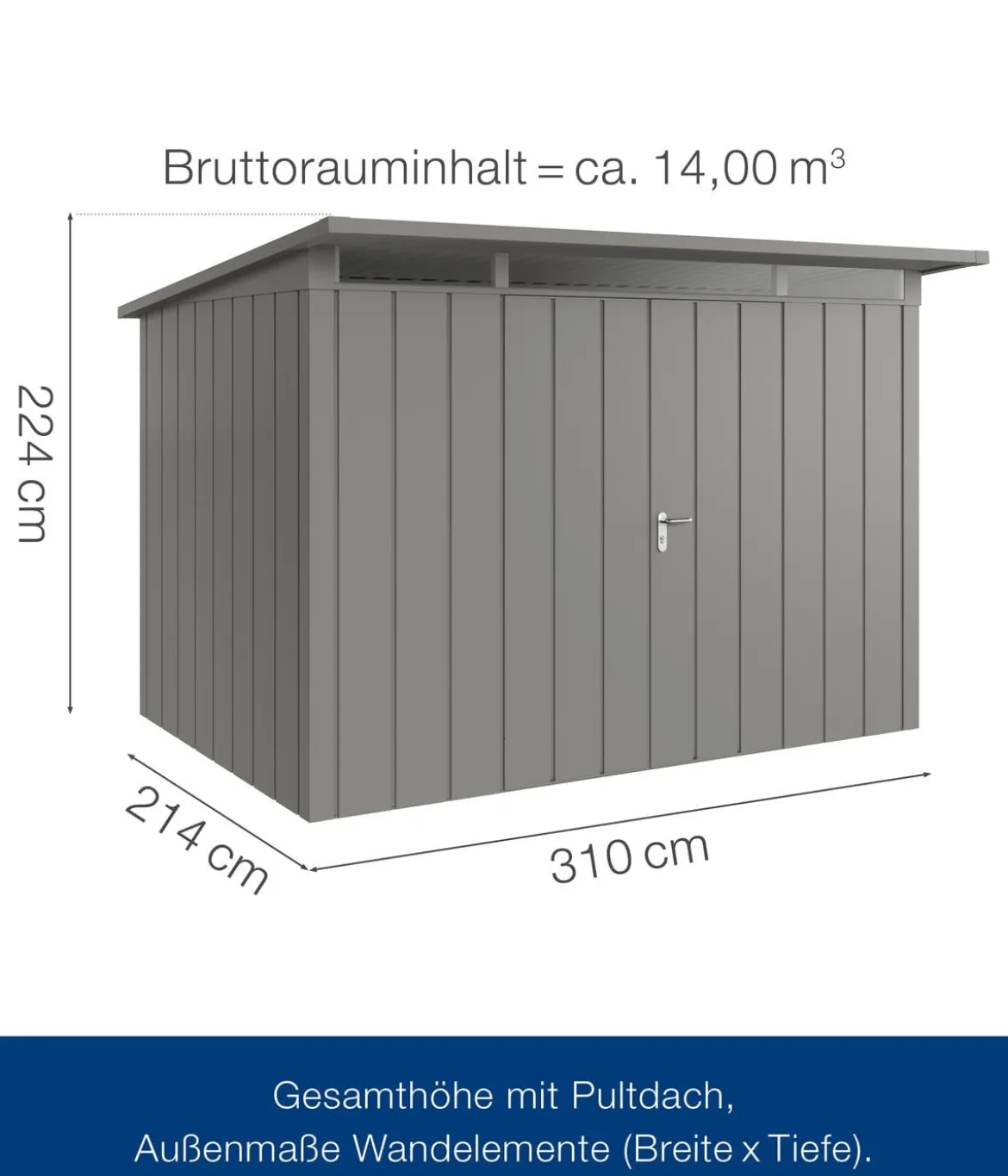 Hörmann Metallgerätehaus Juno JPD12 M-Sk Motiv Modern mit Doppeltür, ca. B325/H224/T262 cm