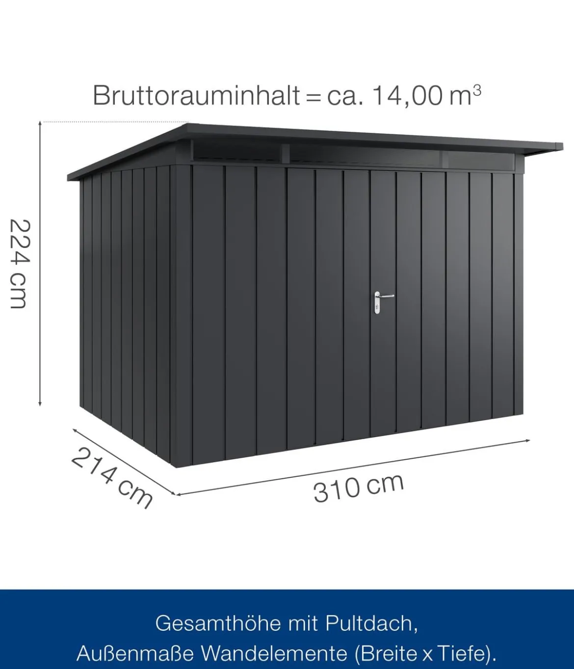 Hörmann Metallgerätehaus Juno JPD12 M-Sk Motiv Modern mit Doppeltür, ca. B325/H224/T262 cm