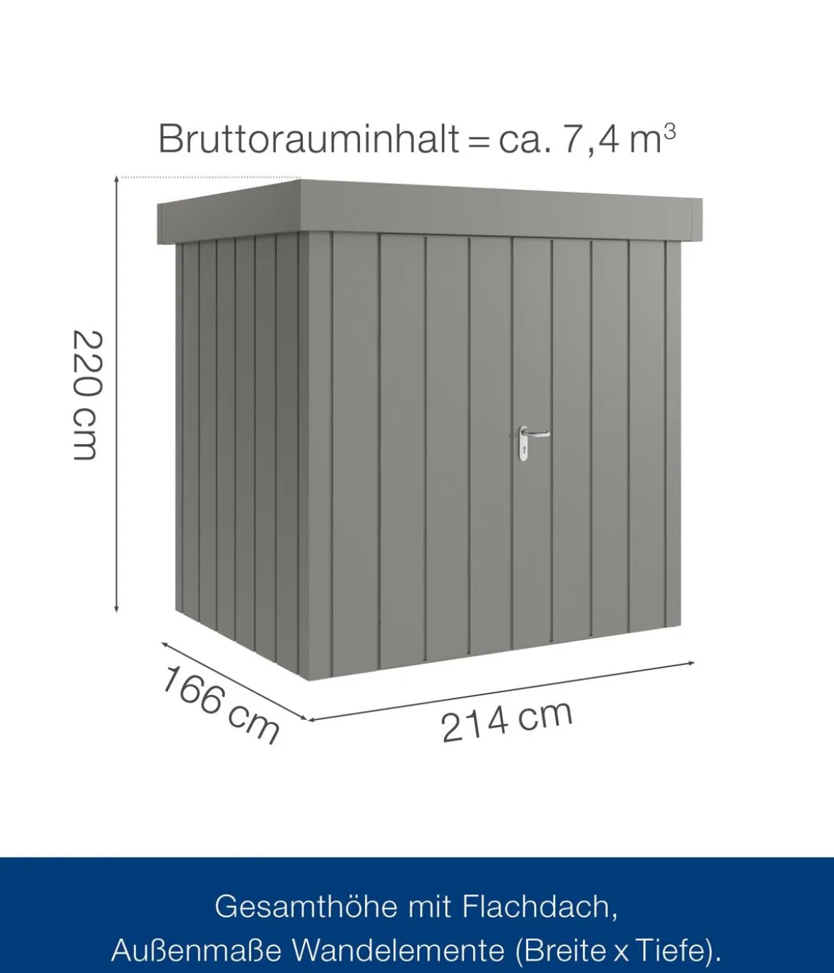 Hörmann Metallgerätehaus Juno JFD4 M-Sk Motiv Modern mit Doppeltür, ca. B229/H222/T181 cm