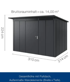 Hörmann Metallgerätehaus Juno JPD12 L-Sk Motiv Design, ca. B325/H224/T262 cm
