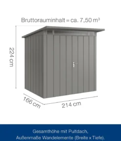 Hörmann Metallgerätehaus Juno JPD4 M-Sk Motiv Modern mit Doppeltür, ca. B229/H224/T214 cm