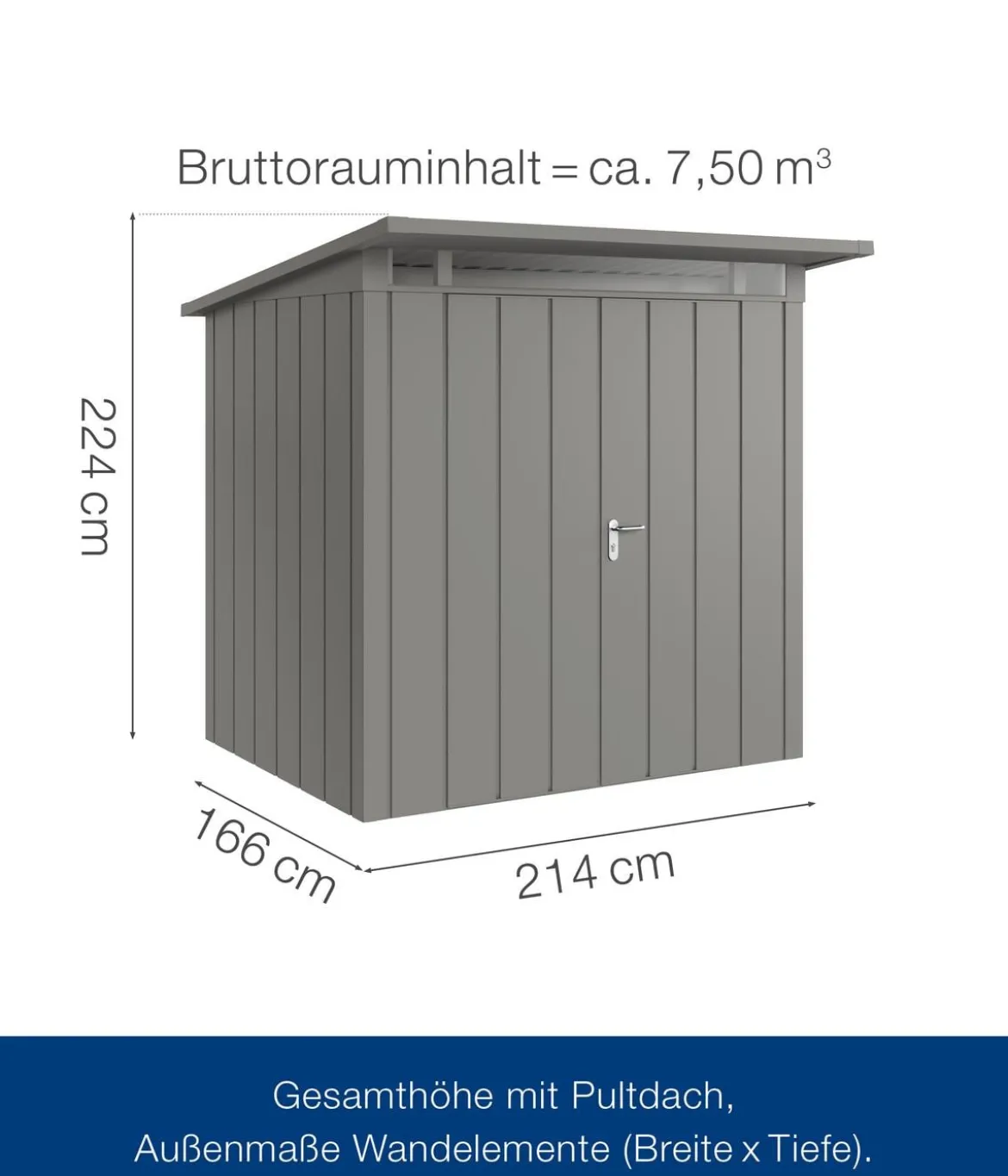 Hörmann Metallgerätehaus Juno JPD4 M-Sk Motiv Modern mit Doppeltür, ca. B229/H224/T214 cm