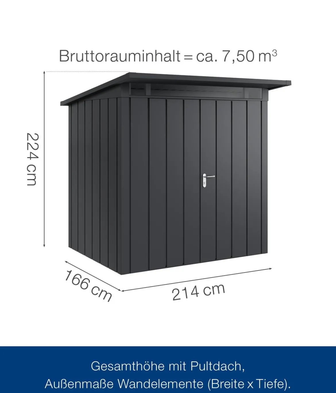 Hörmann Metallgerätehaus Juno JPD4 M-Sk Motiv Modern mit Doppeltür, ca. B229/H224/T214 cm