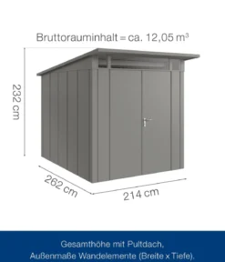 Hörmann Metallgerätehaus Juno JPD6 L-Sk Motiv Design mit Doppeltür, ca. B229/H232/T310 cm