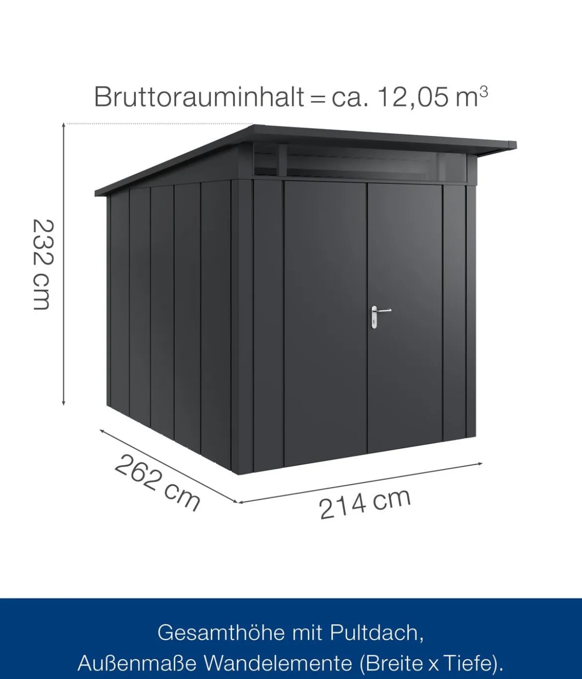 Hörmann Metallgerätehaus Juno JPD6 L-Sk Motiv Design mit Doppeltür, ca. B229/H232/T310 cm