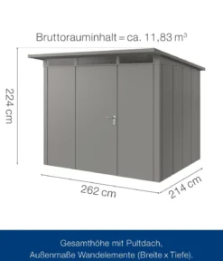 Hörmann Metallgerätehaus Juno JPD9 L-Sk Motiv Design, ca. B277/H224/T262 cm
