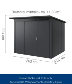 Hörmann Metallgerätehaus Juno JPD9 L-Sk Motiv Design, ca. B277/H224/T262 cm