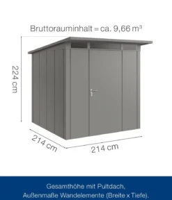 Hörmann Metallgerätehaus Juno JPD5 L-Sk Motiv Design, ca. B229/H224/T262 cm