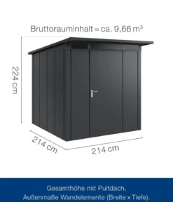 Hörmann Metallgerätehaus Juno JPD5 L-Sk Motiv Design, ca. B229/H224/T262 cm