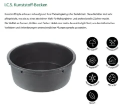 I.C.S. PE-Becken für den Außenbereich, rund, schwarz