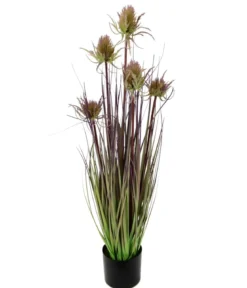I.GE.A. Kunstpflanze Gras-Busch mit Distel im Topf, ca. H69 cm